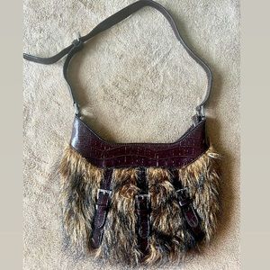 Faux fur shoulder bag